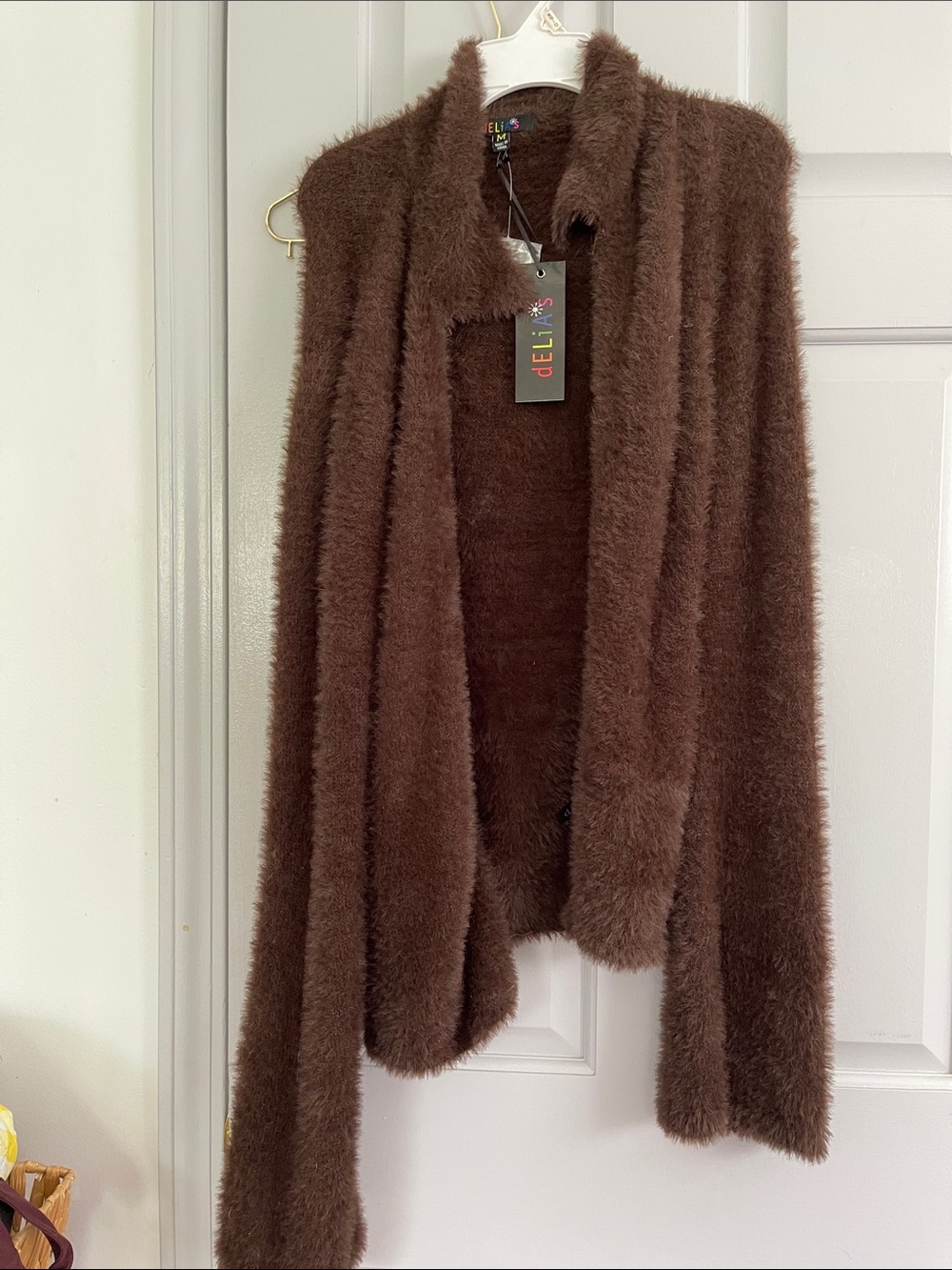 dELiA*s Brown Fuzzy Open-Front Cardigan
